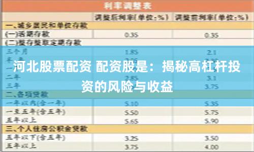 河北股票配资 配资股是：揭秘高杠杆投资的风险与收益